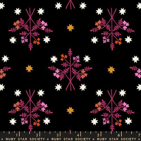 Image of 1 800 Calico Bouquet Black quilting cotton fabric by Alexia Abegg of Ruby Star Society for Moda Fabrics. Features flowers on a black background. Cute Little Fabric Shop.