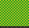Image of 1 800 Calico Block Print Verdant quilting cotton fabric by Alexia Abegg of Ruby Star Society for Moda Fabrics. Features checkers on a green and yellow background. Cute Little Fabric Shop.