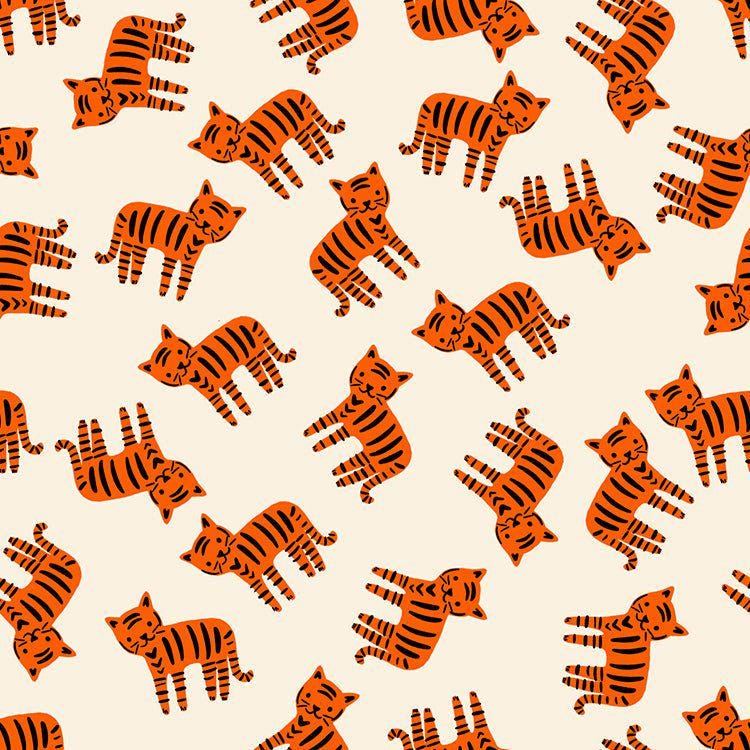 Image of 1 800 Calico Meow Natural quilting cotton fabric by Alexia Abegg of Ruby Star Society for Moda Fabrics. Features cats on a cream background. Cute Little Fabric Shop.