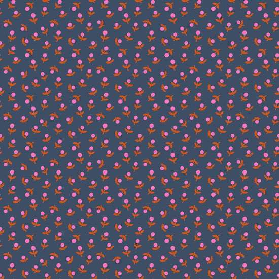 Image of 1 800 Calico Sprout Galaxy quilting cotton fabric by Alexia Abegg of Ruby Star Society for Moda Fabrics. Features flowers on a blue background. Cute Little Fabric Shop.