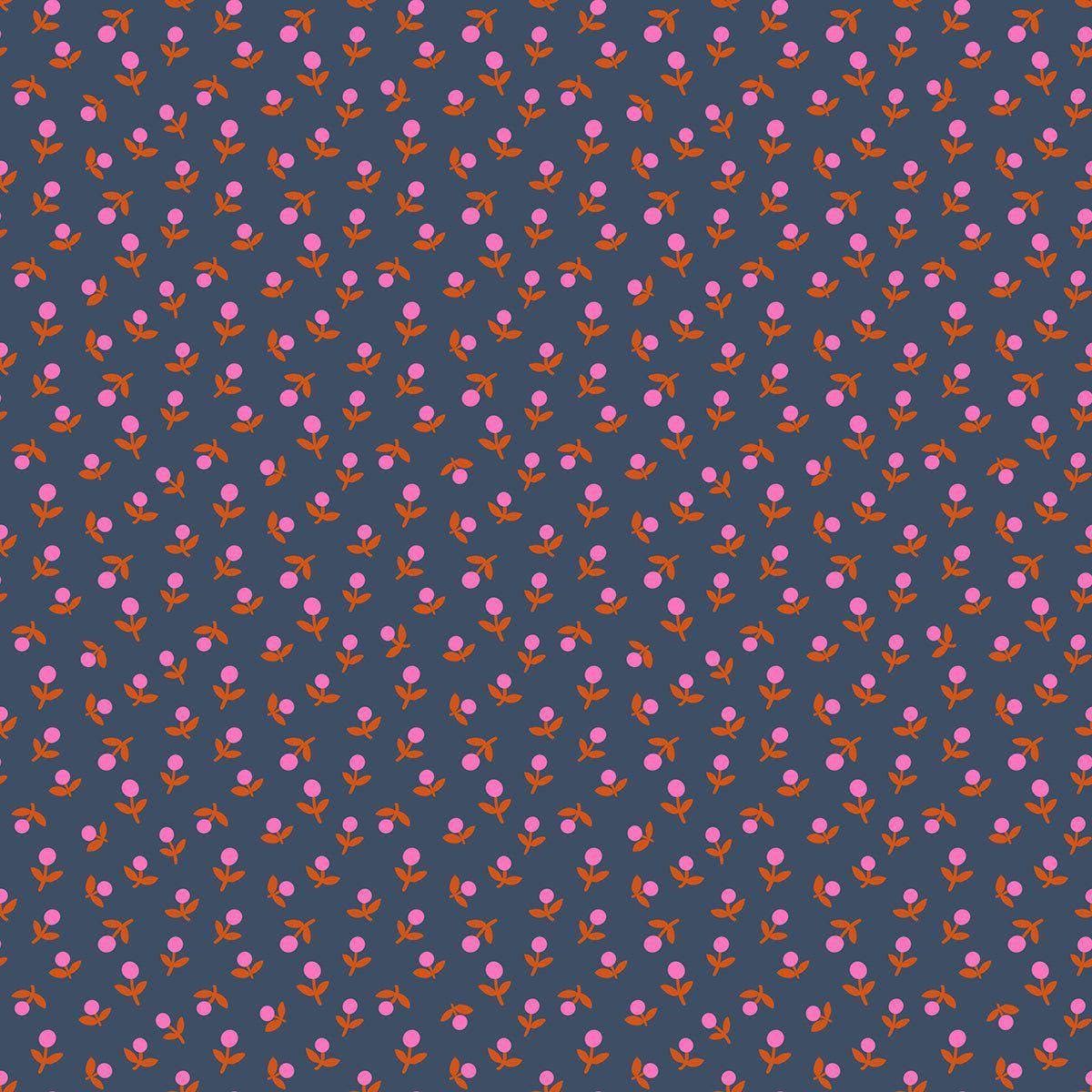 Image of 1 800 Calico Sprout Galaxy quilting cotton fabric by Alexia Abegg of Ruby Star Society for Moda Fabrics. Features flowers on a blue background. Cute Little Fabric Shop.