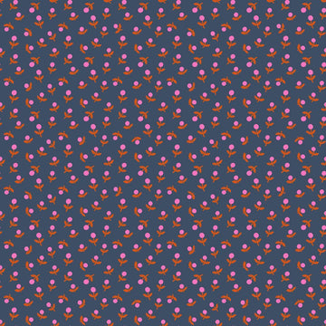 Image of 1 800 Calico Sprout Galaxy quilting cotton fabric by Alexia Abegg of Ruby Star Society for Moda Fabrics. Features flowers on a blue background. Cute Little Fabric Shop.