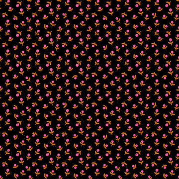 Image of 1 800 Calico Sprout Black quilting cotton fabric by Alexia Abegg of Ruby Star Society for Moda Fabrics. Features flowers on a black background. Cute Little Fabric Shop.