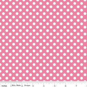 8" End of Bolt Piece - SALE Hot Pink Small White Dots by Riley Blake Designs - Polka Dots - Quilting Cotton Fabric