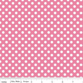 8" End of Bolt Piece - Hot Pink Small White Dots by Riley Blake Designs - Polka Dots - Quilting Cotton Fabric