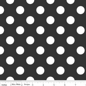 Fat Quarter End of Bolt - Black and White Medium Dots by Riley Blake Designs - Polka Dots - Quilting Cotton Fabric