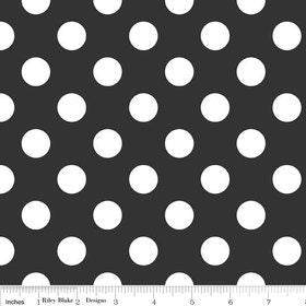 15" End of Bolt - SALE Black and White Medium Dots by Riley Blake Designs - Polka Dots - Quilting Cotton Fabric