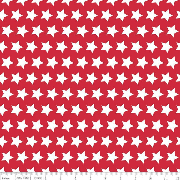30" End of Bolt - Red Stars Basic by Riley Blake Designs - Red and White Patriotic - Quilting Cotton Fabric