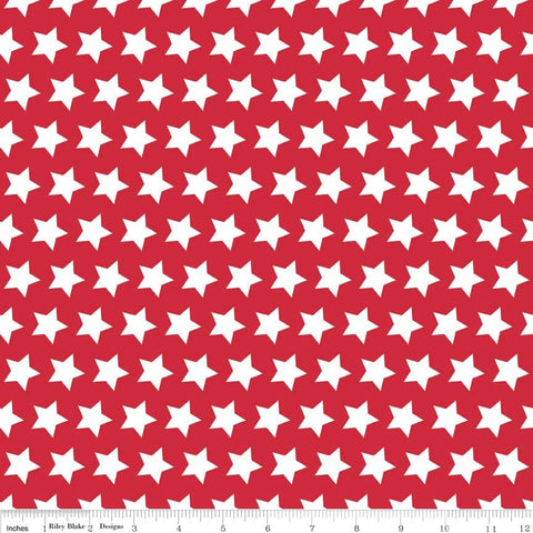 12" End of Bolt - Red Stars Basic by Riley Blake Designs - Red and White Patriotic - Quilting Cotton Fabric
