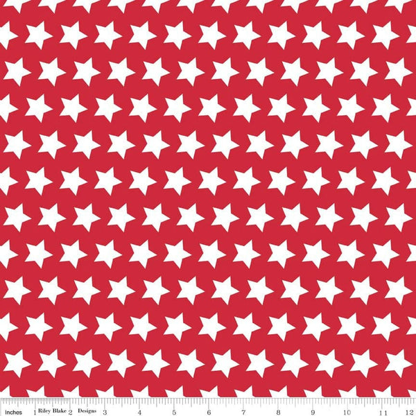 11" End of Bolt - Red Stars Basic by Riley Blake Designs - Red and White Patriotic - Quilting Cotton Fabric
