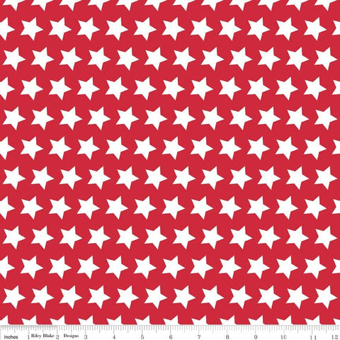30" End of Bolt - Red Stars Basic by Riley Blake Designs - Red and White Patriotic - Quilting Cotton Fabric