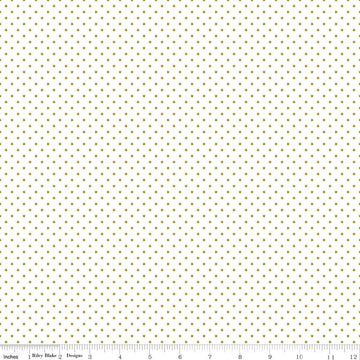 DEAL Gold SPARKLE Swiss Dot on White - Riley Blake Designs - Polka Dots Metallic - Quilting Cotton Fabric