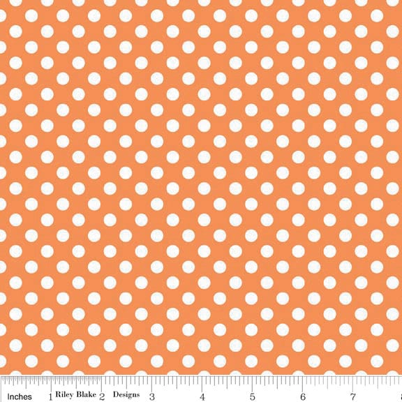 14" End of Bolt - SALE Orange Small White Dots by Riley Blake Designs - Polka Dots Dot Dotted - Quilting Cotton Fabric