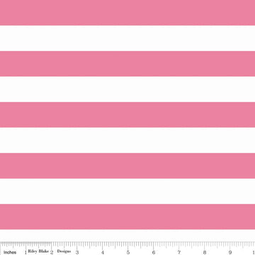 12" End of Bolt - Hot Pink 1" One Inch Stripe - Riley Blake Designs - Jersey KNIT cotton  spandex stretch fabric