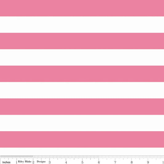 32" End of Bolt - Hot Pink 1" One Inch Stripe - Riley Blake Designs - Jersey KNIT cotton  spandex stretch fabric