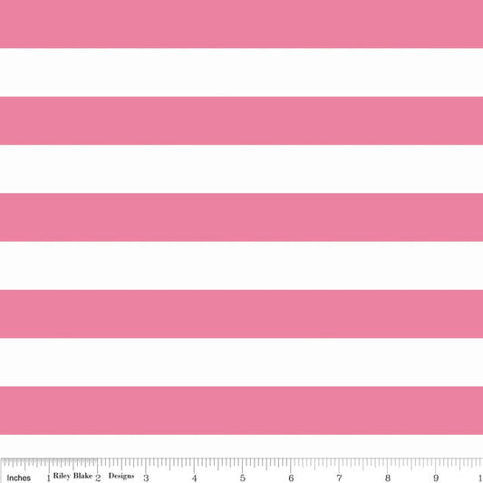 20" End of Bolt - Hot Pink 1" One Inch Stripe - Riley Blake Designs - Jersey KNIT cotton  spandex stretch fabric
