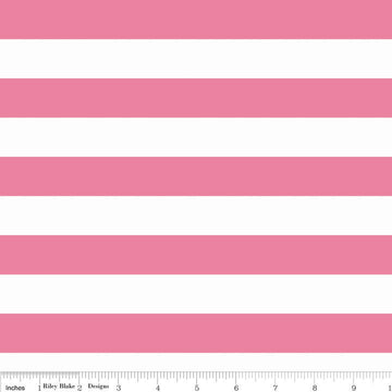 29" End of Bolt - Hot Pink 1" One Inch Stripe - Riley Blake Designs - Jersey KNIT cotton  spandex stretch fabric