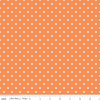 SALE White Flat Swiss Dots on Orange Polka Dot Fabric - Riley Blake Quilting Cotton