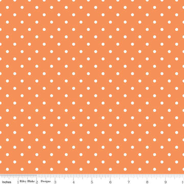 SALE White Flat Swiss Dots on Orange Polka Dot Fabric - Riley Blake Quilting Cotton