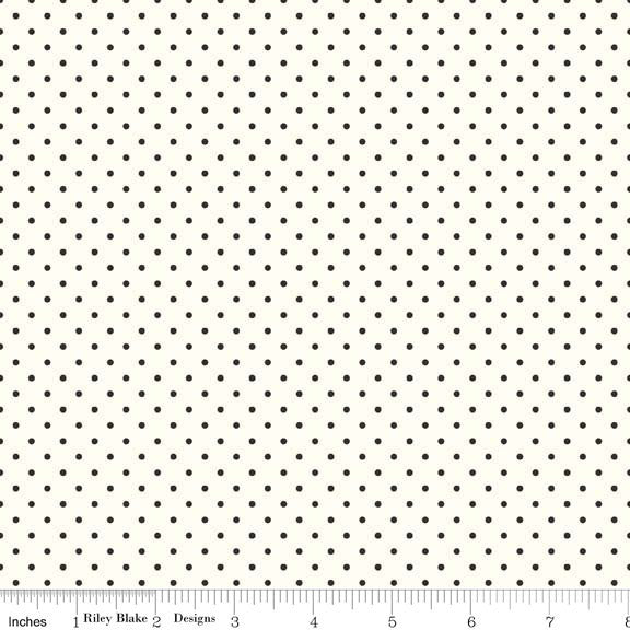 Black Flat Swiss Dots on Cream Le Creme by Riley Blake Designs - Polka Dot - Quilting Cotton Fabric