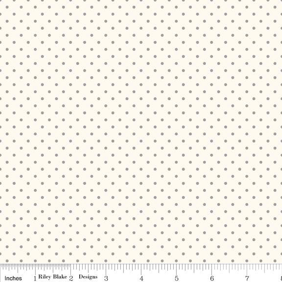 SALE Gray Flat Swiss Dots on Cream Le Creme - Riley Blake Designs - Polka Dot - Quilting Cotton Fabric