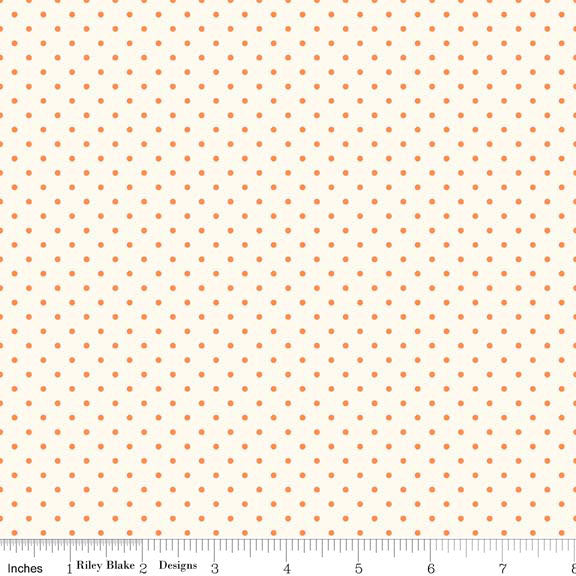 SALE Orange Flat Swiss Dots on Cream Le Creme by Riley Blake Designs - Polka Dot - Quilting Cotton Fabric