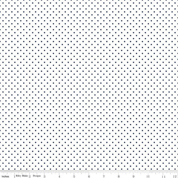 DEAL Navy Flat Swiss Dots on White - Riley Blake Designs - Blue Polka Dot - Quilting Cotton Fabric