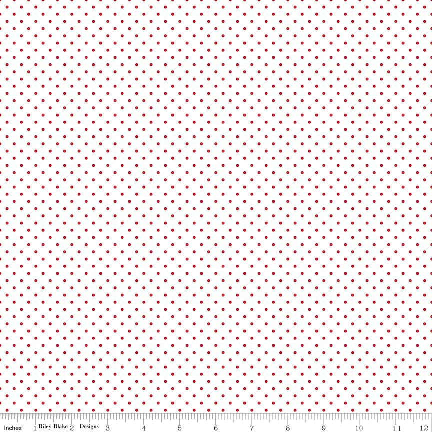 SALE Red Flat Swiss Dots on White by Riley Blake Designs - Polka Dot - Quilting Cotton Fabric