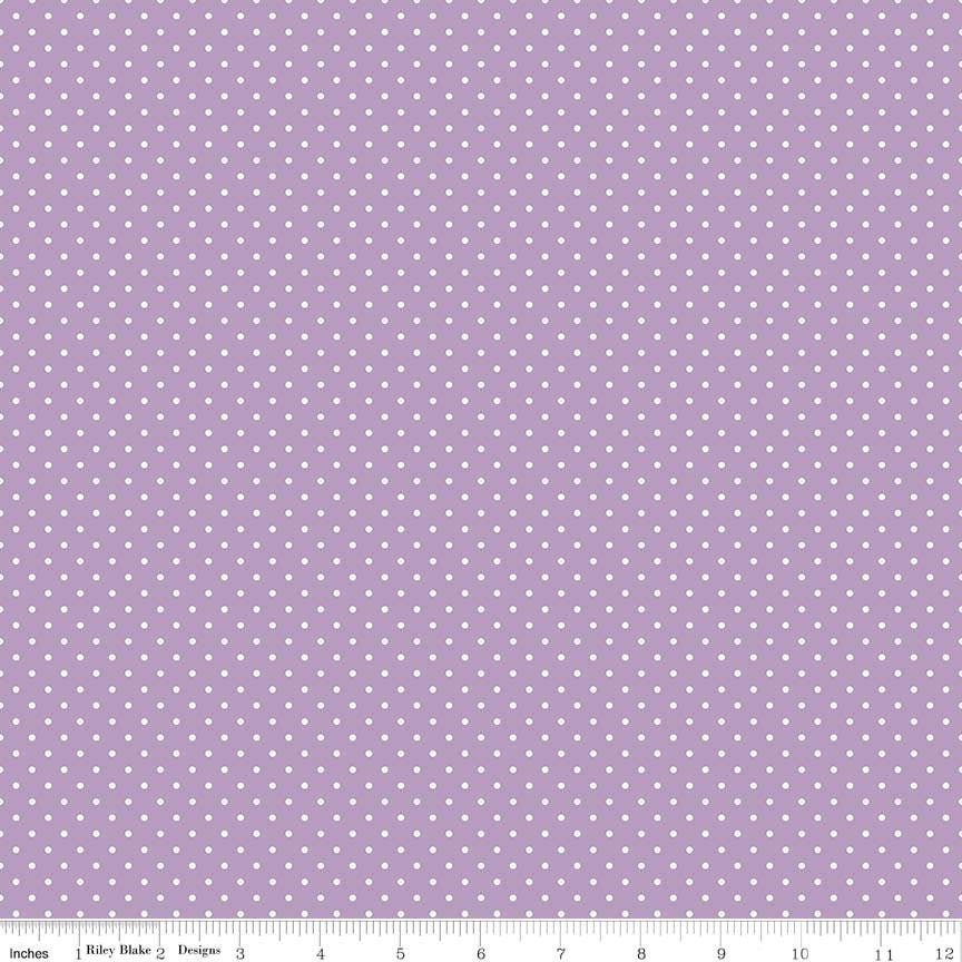 White on Lavender Flat Swiss Dots by Riley Blake Designs - Light Purple Polka Dot - Quilting Cotton Fabric