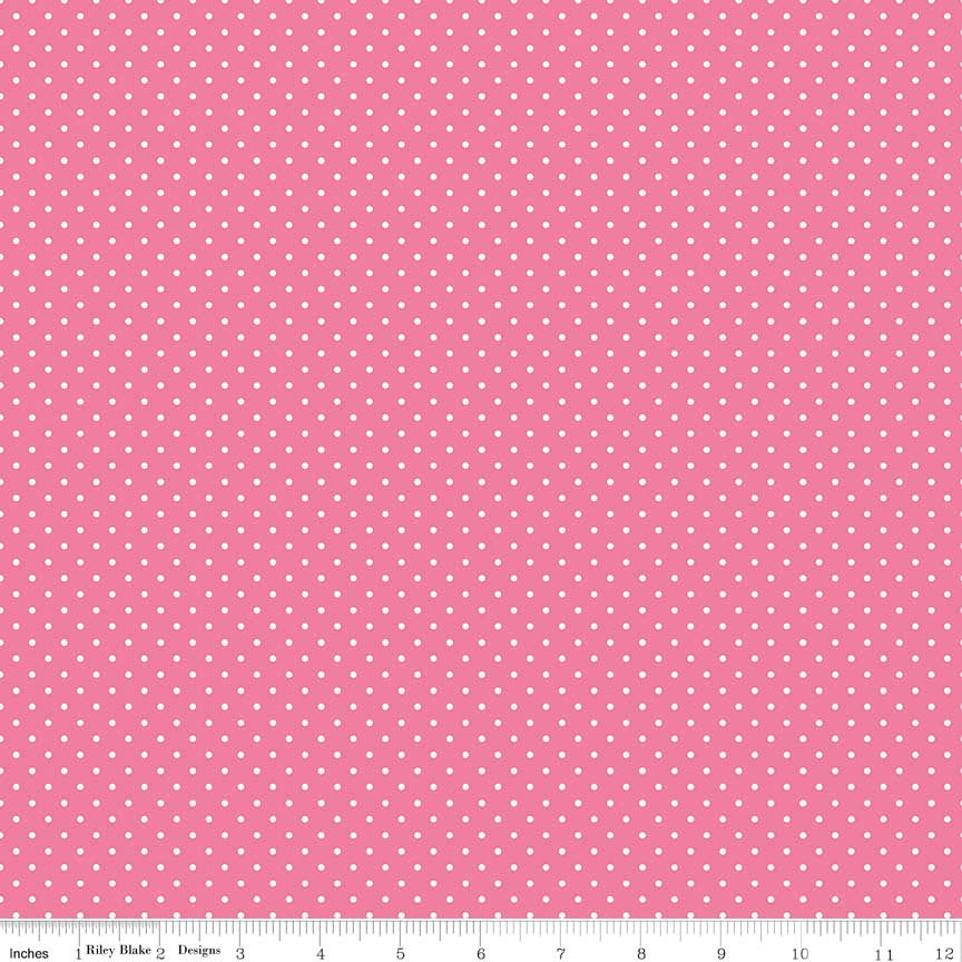 SALE White on Hot Pink Flat Swiss Dots by Riley Blake Designs - Polka Dot - Quilting Cotton Fabric
