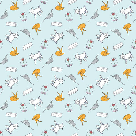 23" end of bolt - The Little Prince Toss Aqua - Riley Blake Designs - Blue - Quilting Cotton Fabric