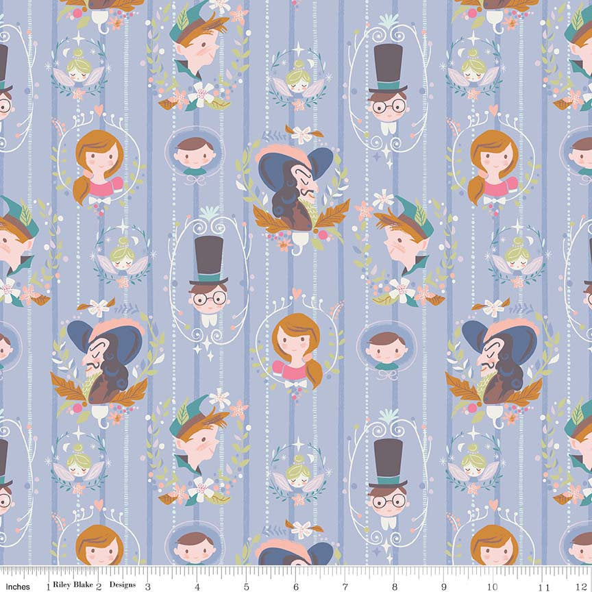 Neverland Darling Wall Periwinkle - Riley Blake Designs - Light Purple Peter Pan Tinkerbell - Quilting Cotton Fabric - choose your cut