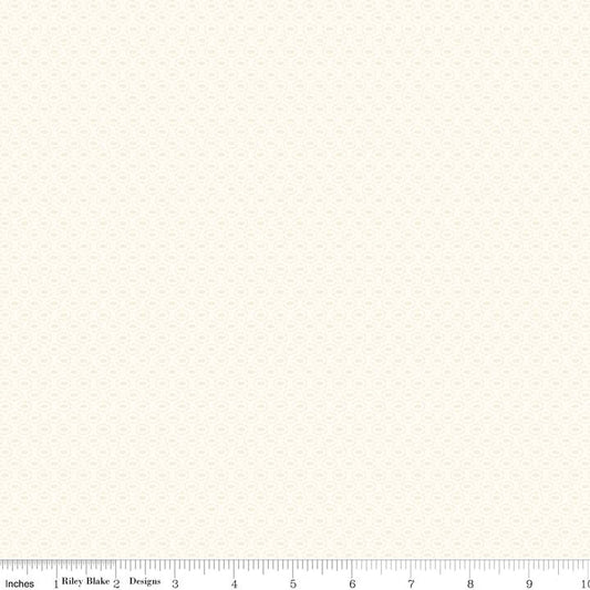 29" End of Bolt - Stitched Circle Cream Tone-on-Tone - Riley Blake Designs - Off White Polka Dot Basic Coordinate - Quilting Cotton Fabric