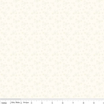 16" End of Bolt - Calico Cream Tone on Tone - Riley Blake Designs - Off White Floral Flowers Basic - Quilting Cotton Fabric