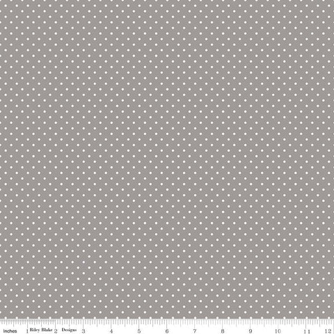 SALE White on Gray Flat Swiss Dots - Riley Blake Designs - Grey Polka Dot - Quilting Cotton Fabric