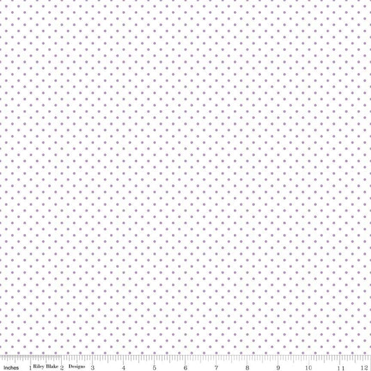 DEAL Lavender Purple Flat Swiss Dots on White - Riley Blake Designs - Polka Dot - Quilting Cotton Fabric