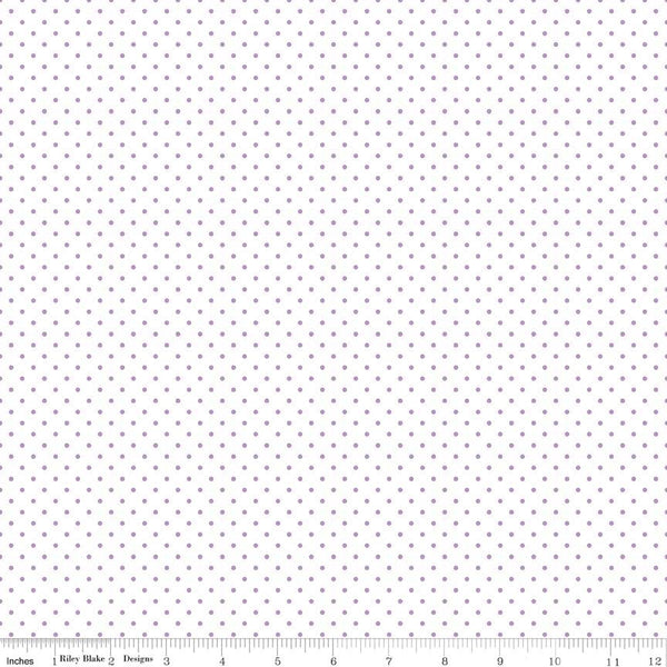 SALE Lavender Purple Flat Swiss Dots on White - Riley Blake Designs - Polka Dot - Quilting Cotton Fabric