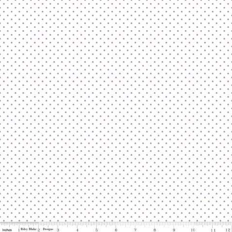 Lavender Purple Flat Swiss Dots on White - Riley Blake Designs - Polka Dot - Quilting Cotton Fabric