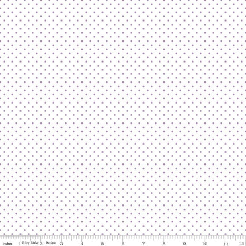 SALE Lavender Purple Flat Swiss Dots on White - Riley Blake Designs - Polka Dot - Quilting Cotton Fabric