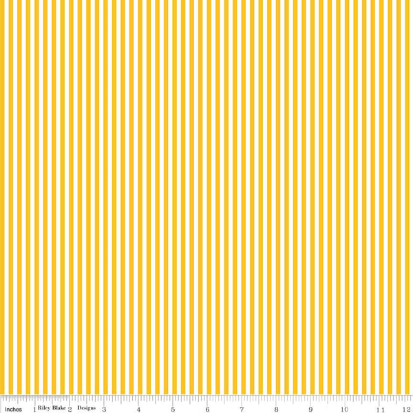 SALE Mustard Yellow and White 1/8 Eighth Inch Stripe - Riley Blake Designs - Quilting Cotton Fabric