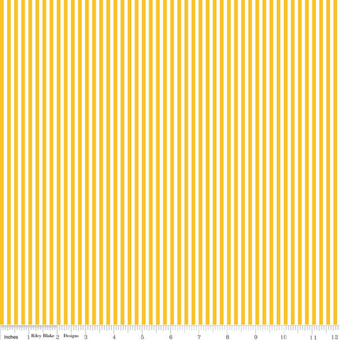 SALE Mustard Yellow and White 1/8 Eighth Inch Stripe - Riley Blake Designs - Quilting Cotton Fabric