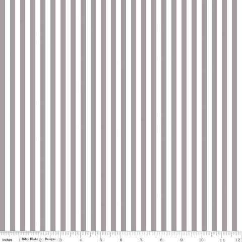 SALE Gray and White 1/4 Quarter Inch Stripe - Riley Blake Designs - Quilting Cotton Fabric