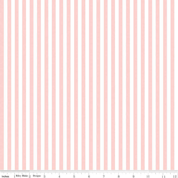 SALE Baby Pink and White 1/4 Quarter Inch Stripe - Riley Blake Designs - Quilting Cotton Fabric