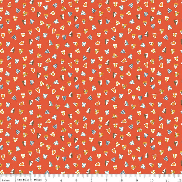 SUPER DEAL BTY! Lancelot Shields Red - Riley Blake Designs - Quilting Cotton Fabric