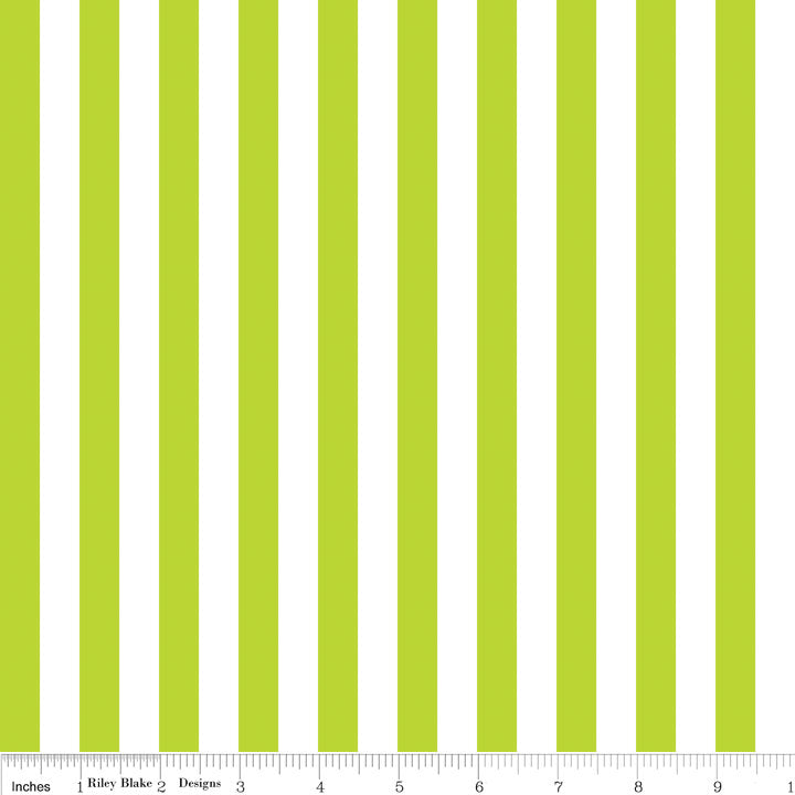 SALE Lime Green and White 1/2 Half Inch Stripe - Riley Blake Designs - Quilting Cotton Fabric