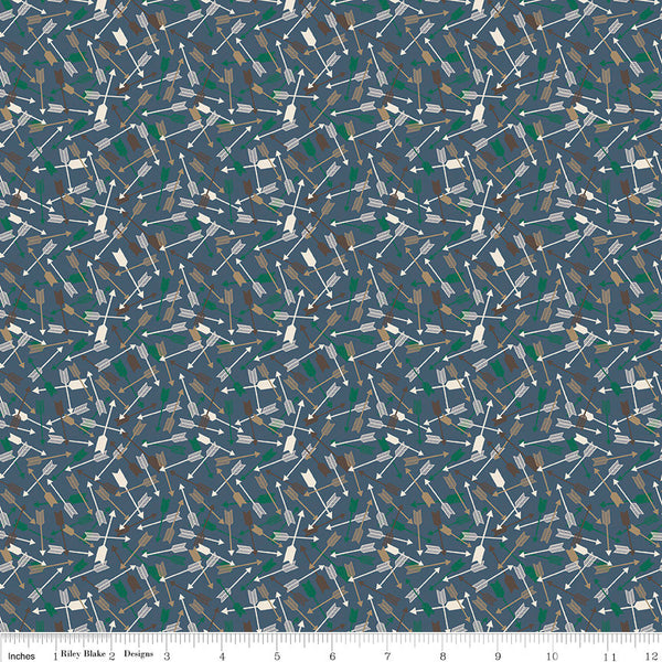 SUPER DEAL BTY! High Adventure 2 Arrows Blue - Riley Blake Designs - Quilting Cotton Fabric