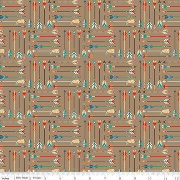 22" End of Bolt -  DEAL High Adventure Arrow Tan by Riley Blake Designs - Jersey KNIT cotton  spandex stretch fabric