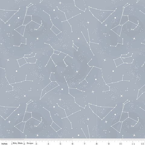 Out of this World with NASA Constellations Gray - Riley Blake Designs - Stars Outer Space -  Quilting Cotton Fabric