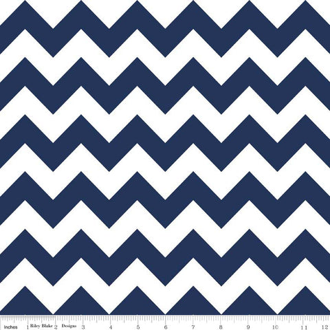 23" End of Bolt - Navy Medium Chevron - Riley Blake Designs - Navy Blue and White - Quilting Cotton Fabric