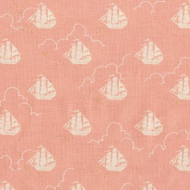 CLEARANCE Peter Pan - Jolly Roger - Blossom - Sarah Jane for Michael Miller - Pink Gold METALLIC - Quilting Cotton Fabric